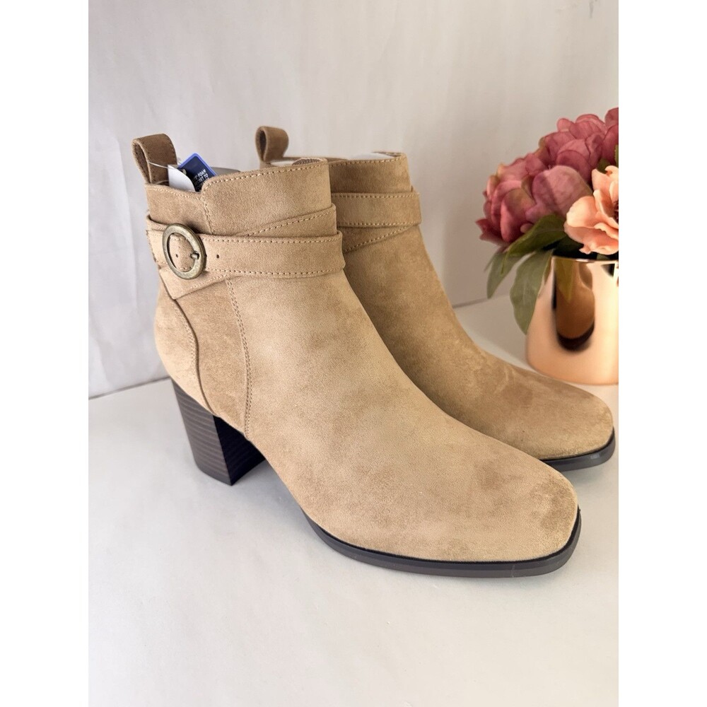 NEWSonoma Women Shoes 7.5 M Sonja Suede Booties Side Zip Ankle Heeled - Picture 7 of 15